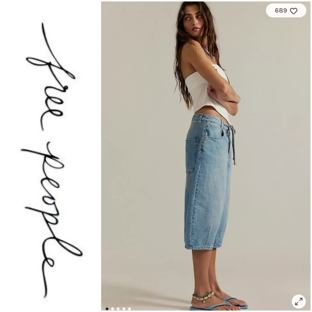NWT Free People Amanda Crop Barrel Jeans Sz 28